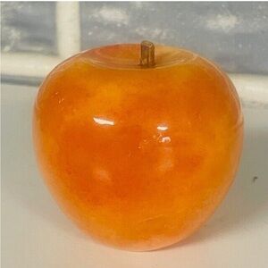 Rare Vintage Orange Alabaster Orange with a Wooden Stem/Small